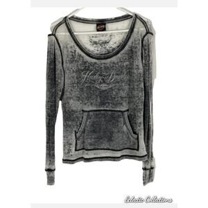 Harley Davidson Gray Long Sleeve Round Neck T Shirt Size S